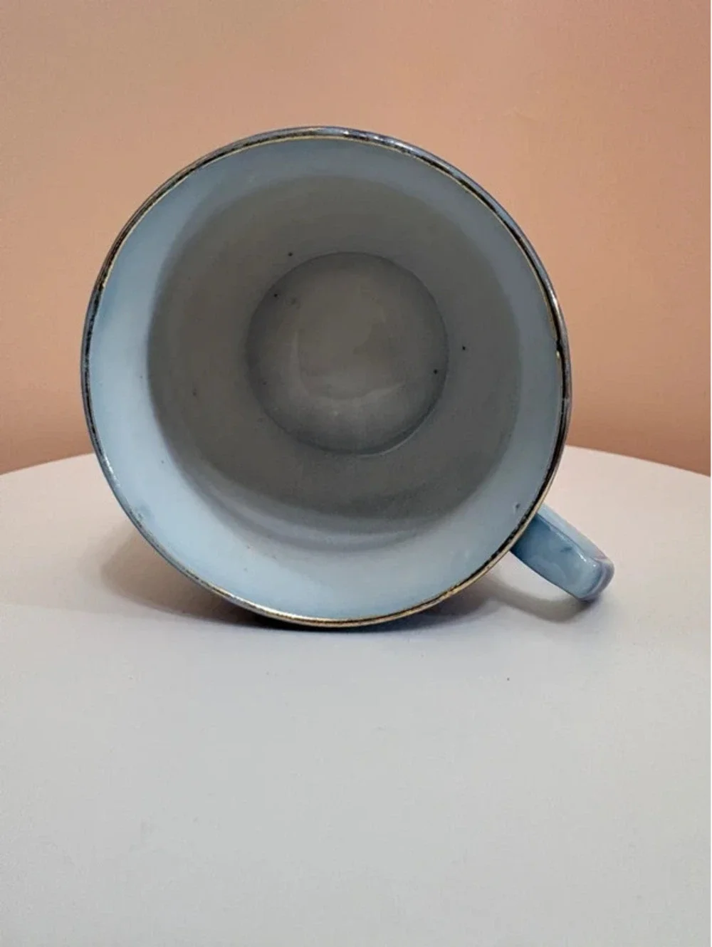 Antique German Victorian Motto Shaving Mug Think of Me Gold Gilt Porcelain